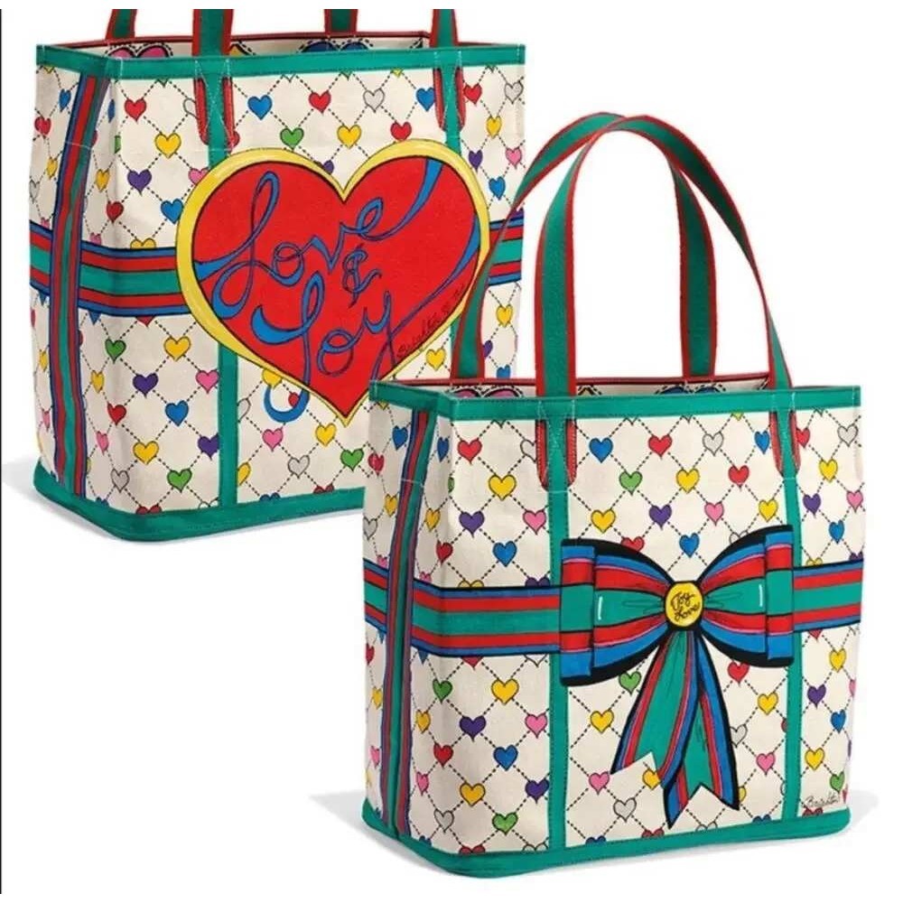 Brighton Love & Joy Heart Bow Canvas Tote Bag Tom Anderson Lulu the Elf Shopper